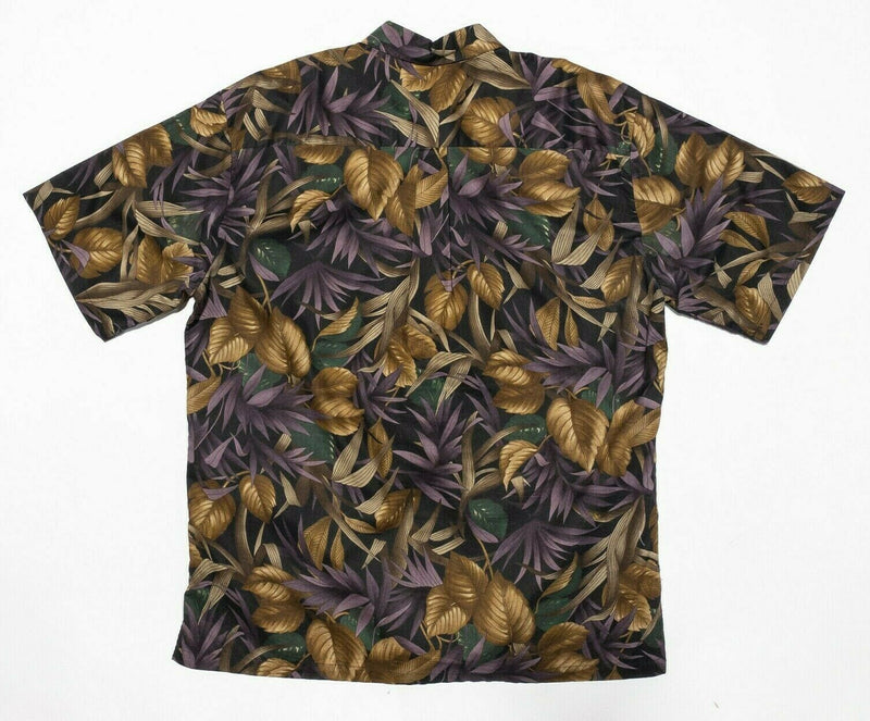 Tori Richard Hawaiian Shirt Large Men's Cotton Lawn Floral Purple Brown Aloha