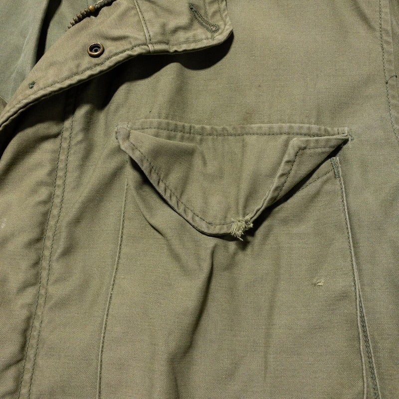 Vintage Army Military Jacket Fits Men's M/L 60s Full Zip Olive Green Worn