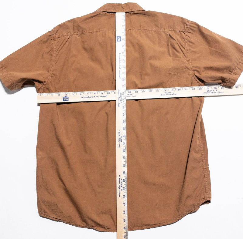 Filson Shirt Men's Large Button-Up Short Sleeve Orange/Brown Casual Pockets
