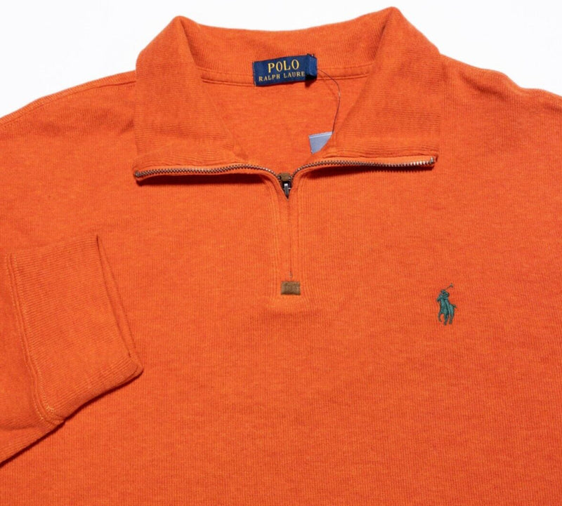 Polo Ralph Lauren Sweater Men's XL Orange 1/4 Zip Pullover Knit Sweatshirt