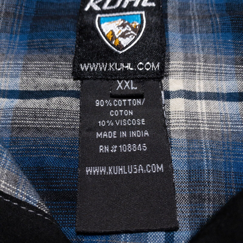 Kuhl Pearl Snap Shirt Men's 2XL Plaid Black Blue Western Outdoor Casual