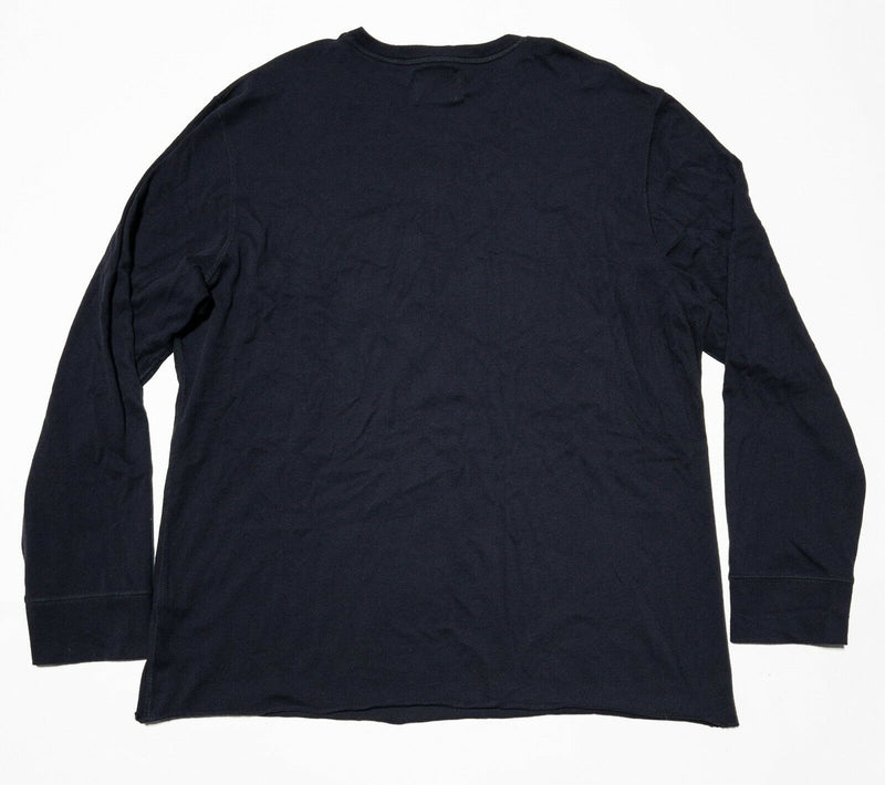 Billy Reid Henley Shirt Long Sleeve 3-Button Dark Navy Blue Men's 2XL