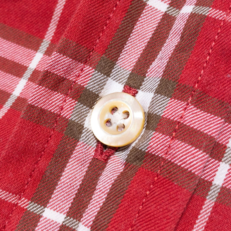Burberry London Vintage 90s Shirt Men's Large Red Plaid Button-Down Long Sleeve