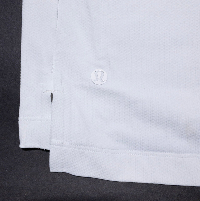 Lululemon Polo Shirt Men's Fits XL Snap Collar Solid White Athleisure Wicking