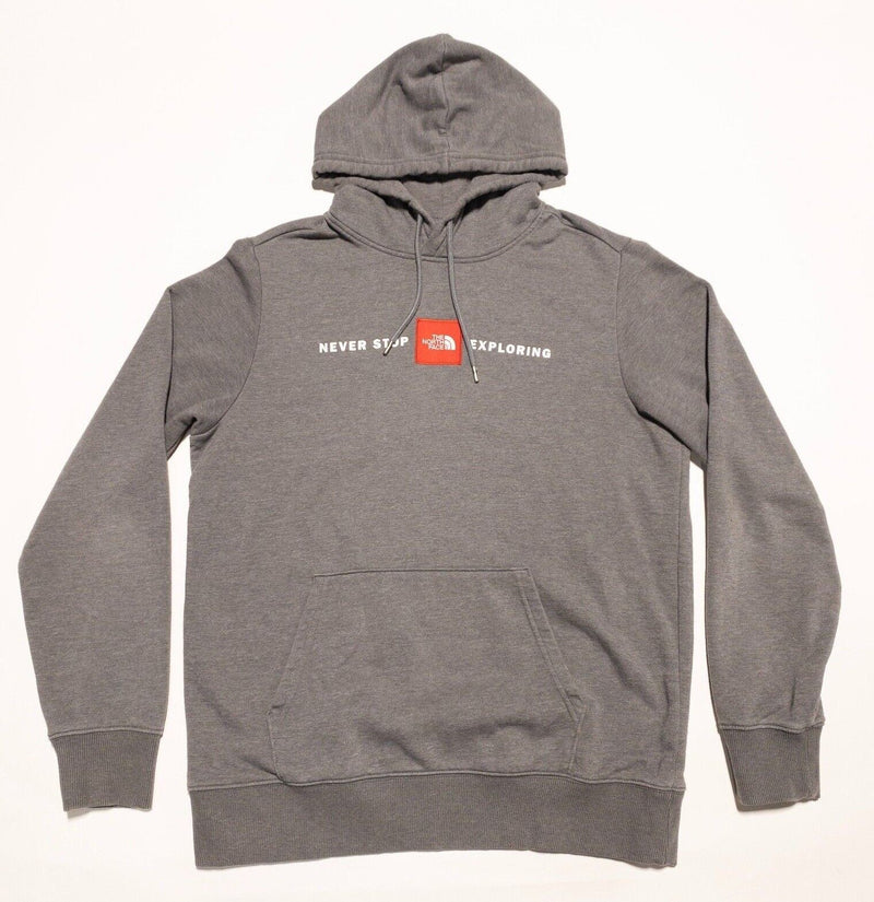 The North Face Hoodie Men's Large Pullover Gray Never Stop Exploring TNF Logo