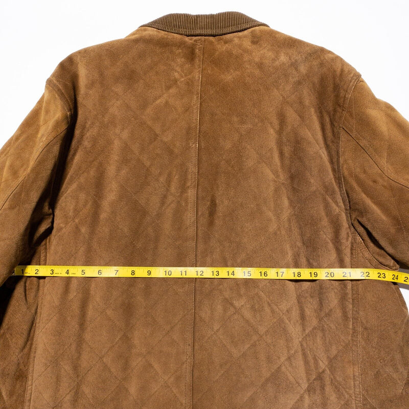 Vintage Burberry Suede Jacket Fits Men's L/XL Brown Lined Button-Front Quilted