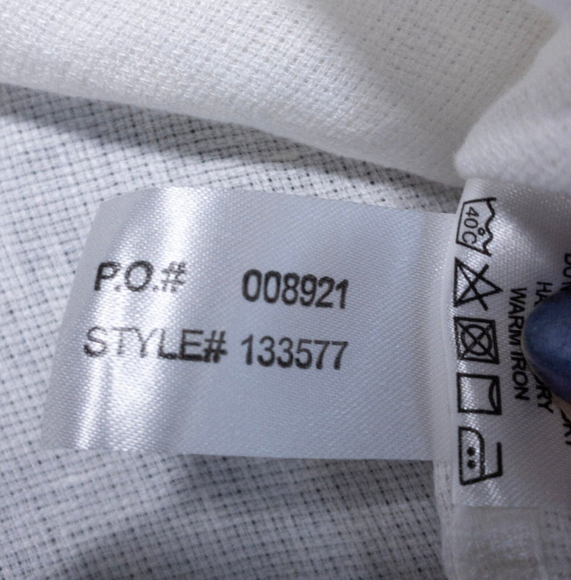 Carbon 2 Cobalt Linen Shirt Men's XL Solid White Button-Up Short Sleeve