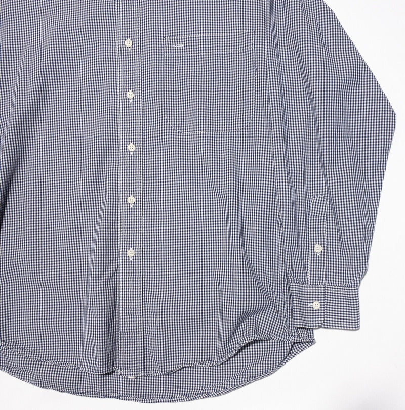 Vintage Burberry Check Shirt Men's Large 80s Blue White Long Sleeve Made in USA