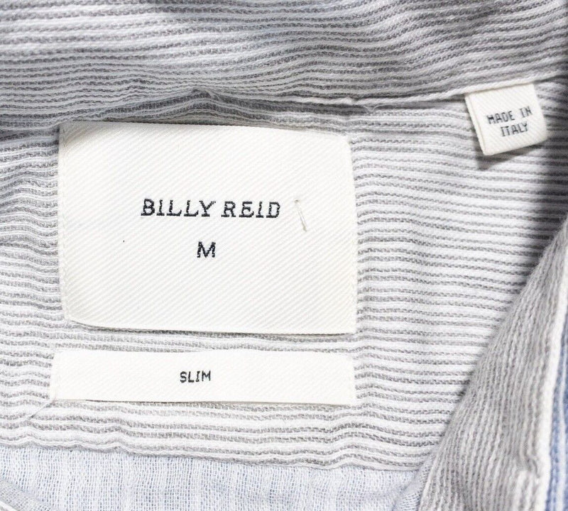 Billy Reid Shirt Men's Medium Slim Long Sleeve Italy Blue Striped Button-Down