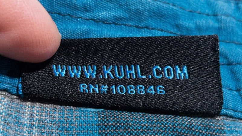 Kuhl Pearl Snap Shirt Women's Medium Western Teal Blue Plaid Cotton Blend