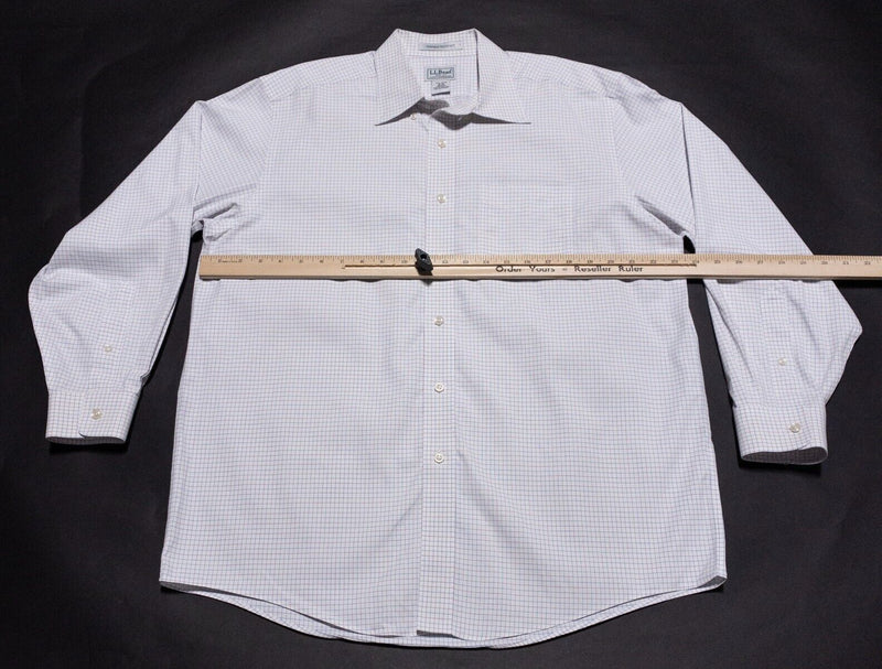 L.L. Bean Shirt Men's 16 Wrinkle-Free Pinpoint Oxford Cloth White Graph Check