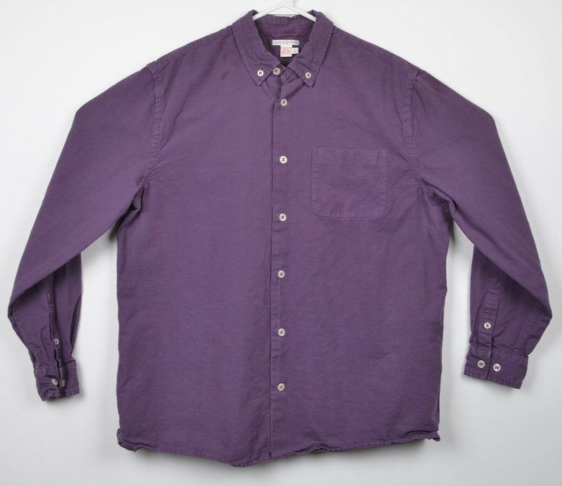 Carbon 2 Cobalt Men Large Cotton Silk Linen Blend Solid Purple Button-Down Shirt