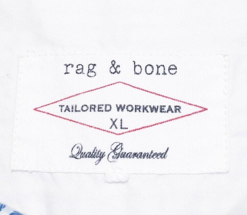 rag & bone Shirt XL Men's Tailored Workwear Blue Check Long Sleeve Button-Front