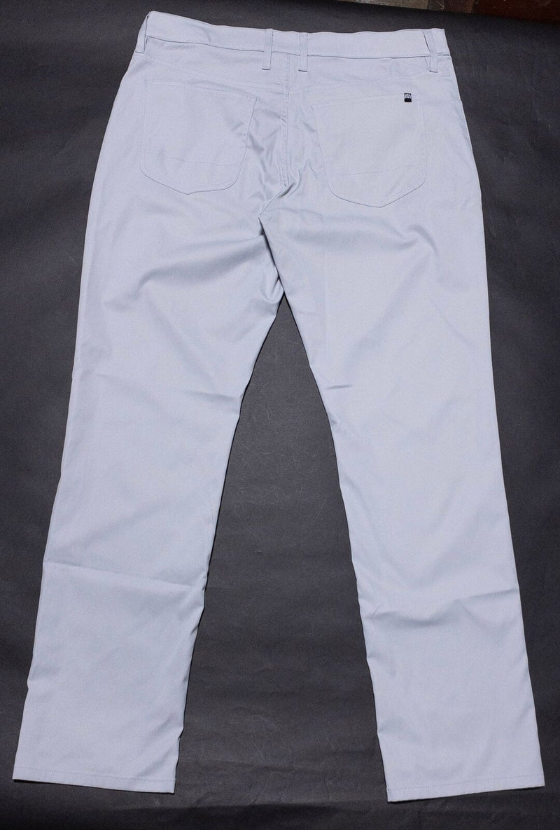Travis Mathew Golf Pants Men's 36x32 Wicking Stretch Polyester Solid Light Gray