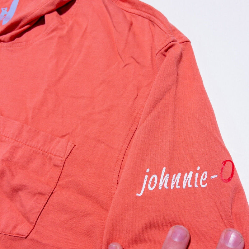 johnnie-O Hoodie Men's Medium Pullover Long Sleeve T-Shirt Salmon Orange Light