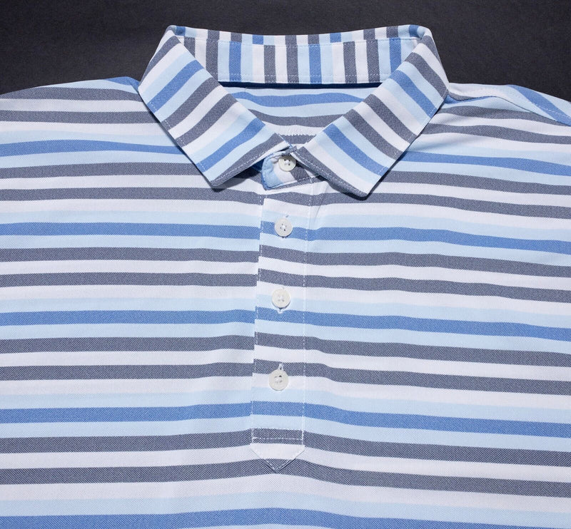 johnnie-O Prep-Formance Polo Men's XL Blue Gray Striped Golf Wicking