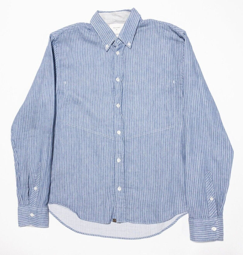 Billy Reid Shirt Men's Medium Slim Long Sleeve Italy Blue Striped Button-Down
