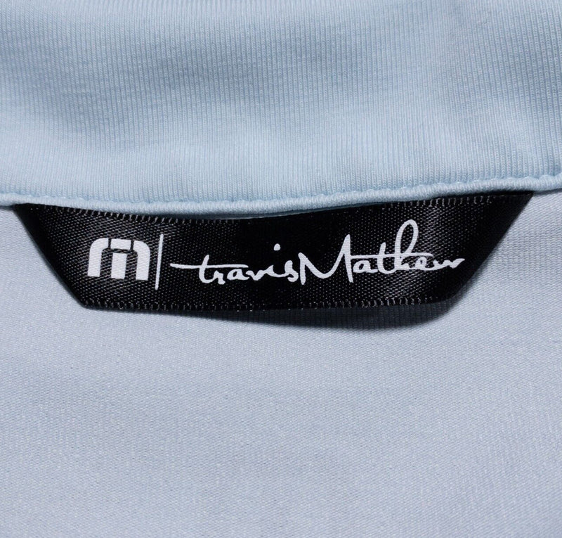 Travis Mathew 1/4 Zip Men's Large Pullover Striped Wicking Light Blue Golf
