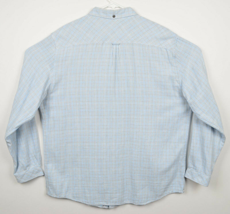 Carbon 2 Cobalt Men's LT Large Tall Light Blue Gray Plaid Check Flannel Shirt