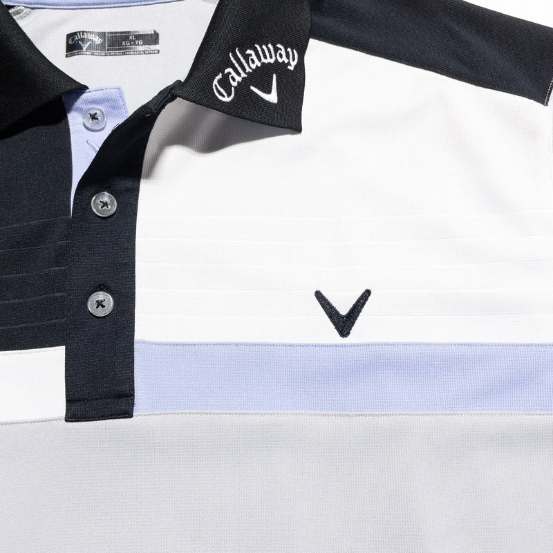 Callaway Logo Collar Polo Shirt Men's XL Golf Tour Issue Gray White Odyssey