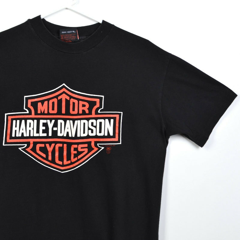 Vintage 1991 Harley-Davidson Men's Large Emblem Logo Texas Double-Sided T-Shirt