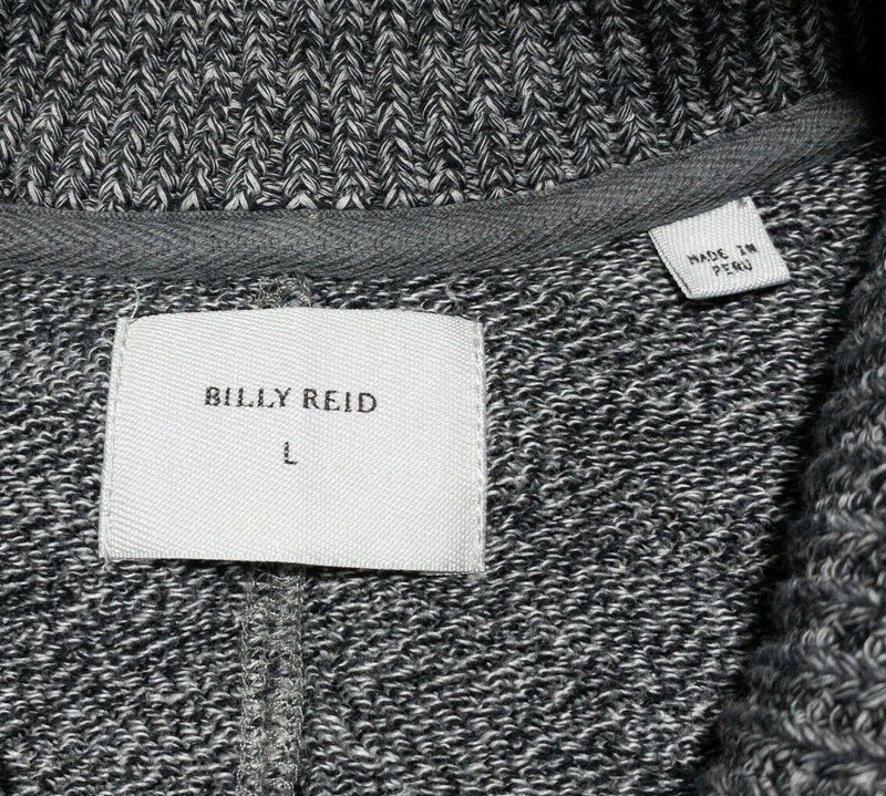 Billy Reid Cardigan Men's Large Shawl Collar Sweater Gray Button-Front STAIN