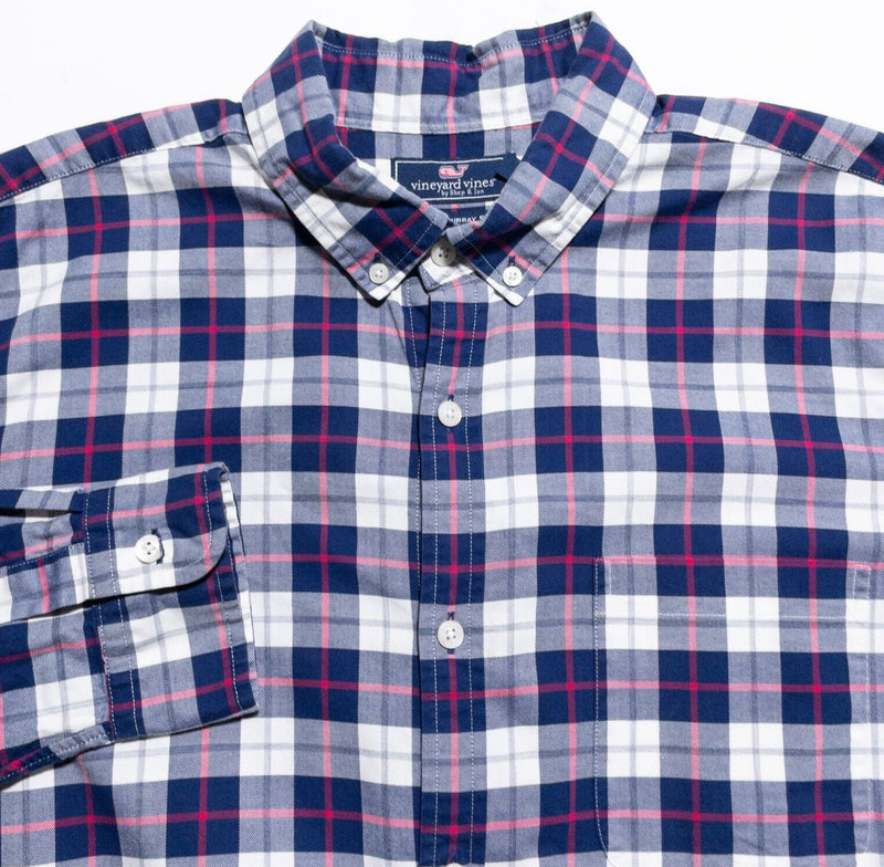 Vineyard Vines Murray Shirt Mens XL Slim Fit Blue Plaid Check Preppy Button-Down