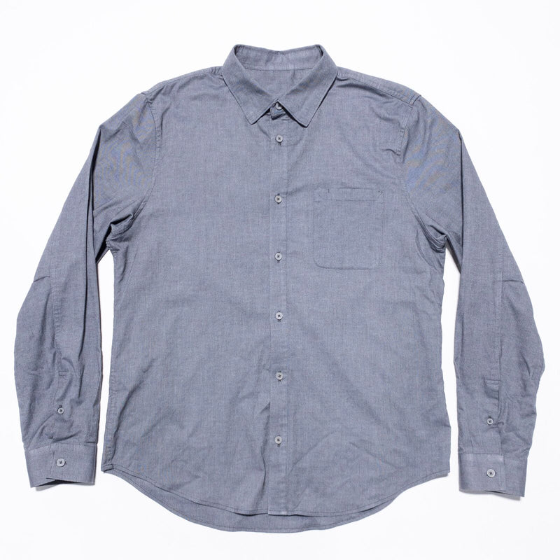 Lululemon Commission Shirt Men's Fit L/XL Oxford Stretch Gray Long Sleeve
