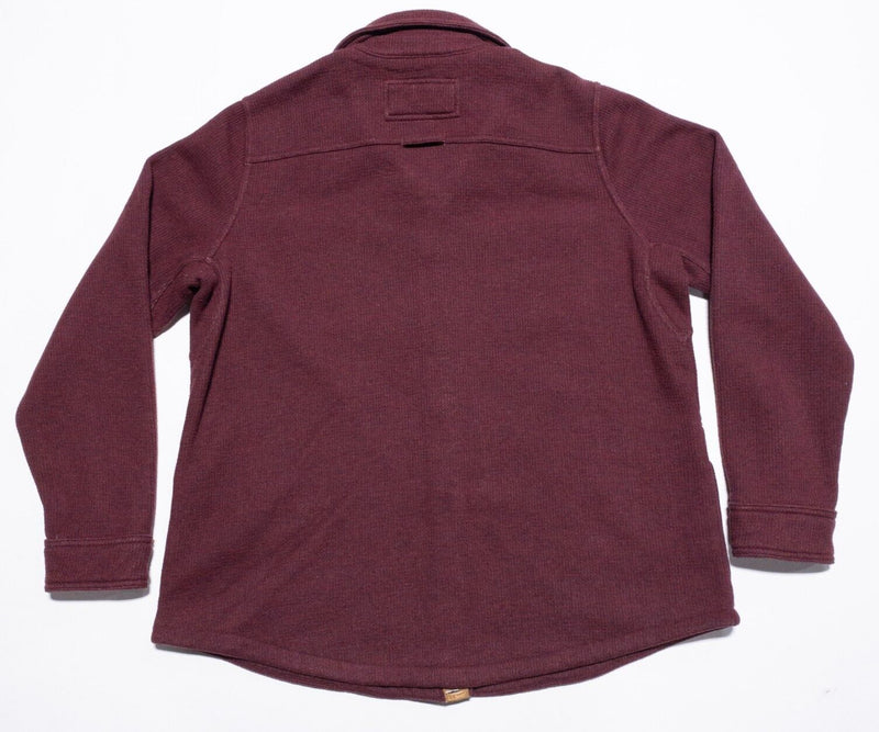 L.L. Bean Shirt Jacket Women's XL Fleece Lined Waffle Snap-Front Red Katahdin