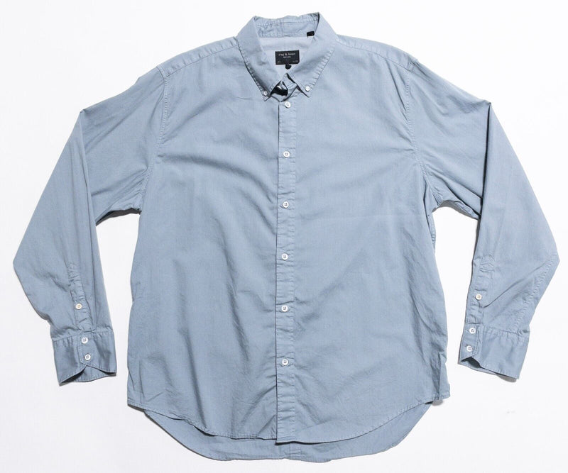 rag & bone Shirt Men's XL Fit 2 Button-Down Blue Long Sleeve Designer Modern