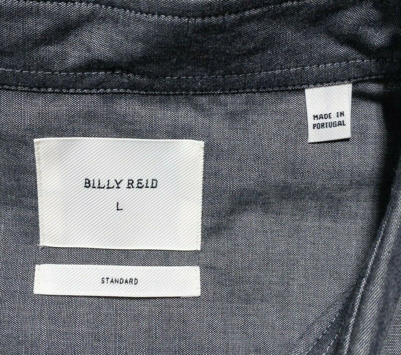 Billy Reid Large Standard Shirt Men's Short Sleeve Button-Down Gray
