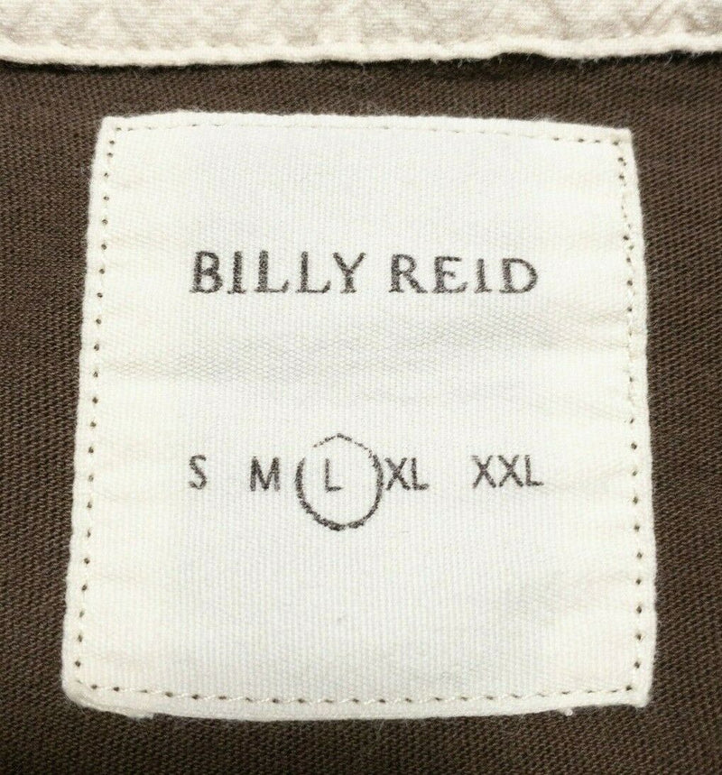 Billy Reid Henley Collar Long Sleeve Shirt Solid Brown Men's Large