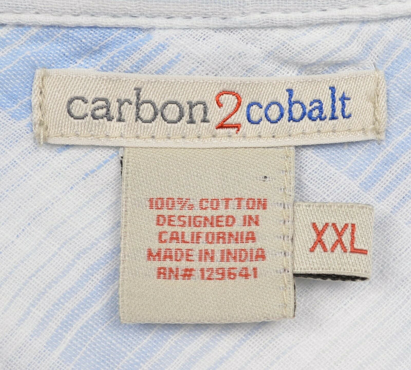 Carbon 2 Cobalt Men's 2XL White Blue Check Long Sleeve Button-Front Shirt