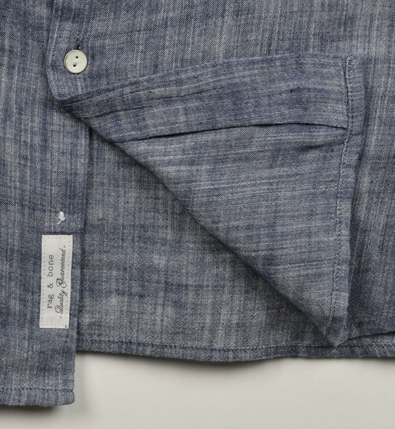 Rag & Bone Men's Sz XL Heather Blue/Gray Chambray Button-Front Made in USA Shirt