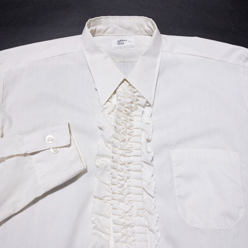 Vintage After Six Ruffle Tuxedo Shirt Men's 16.5 Neck White 60s 70s Party White
