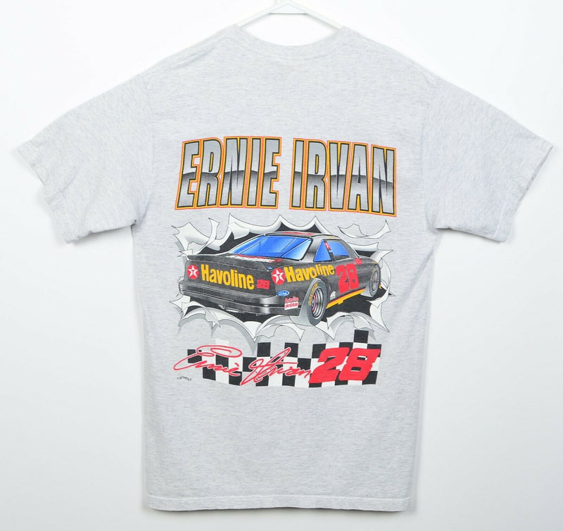 Vintage 90s NASCAR Men's Large Ernie Irvan Nutmeg Gray Racing Graphic T-Shirt