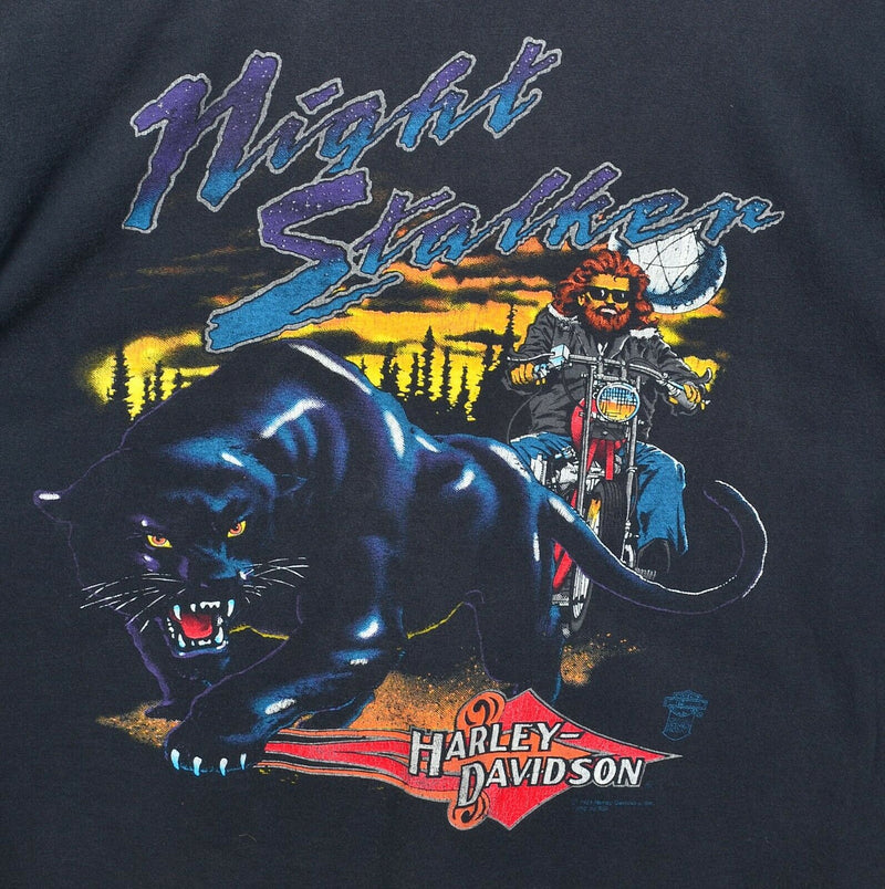 Vintage Harley-Davidson Men's XL Night Stalker Panther Black Vintage 90s T-Shirt