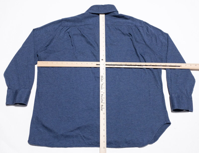 Kiton Dress Shirt Men's 18.5 Tailored Blue Striped Made in Italy Designer