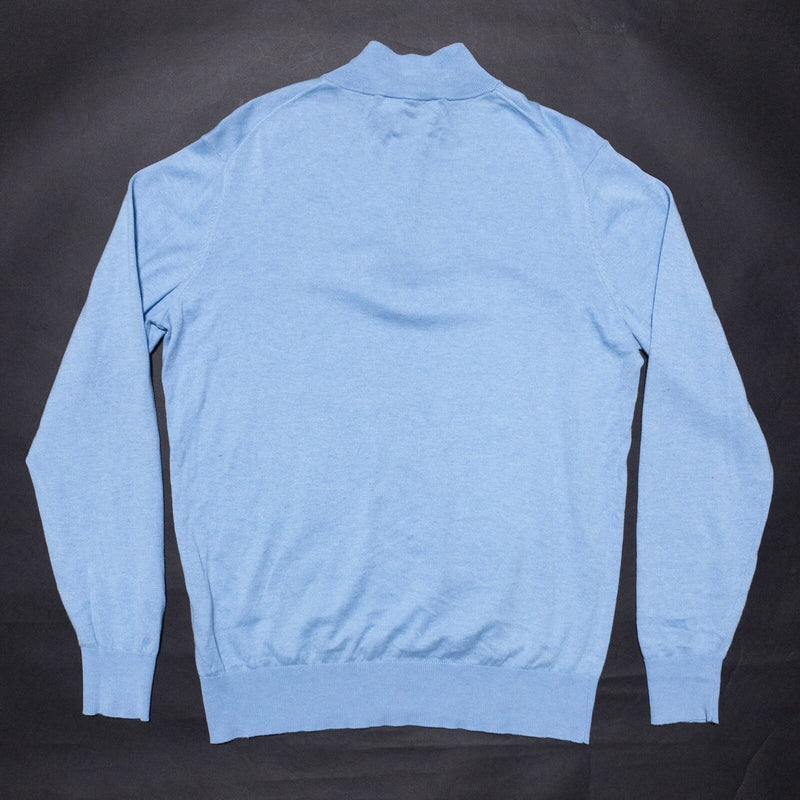 Peter Millar Crown Soft Sweater Men's Small Pullover 1/4 Zip Cotton Silk Blue