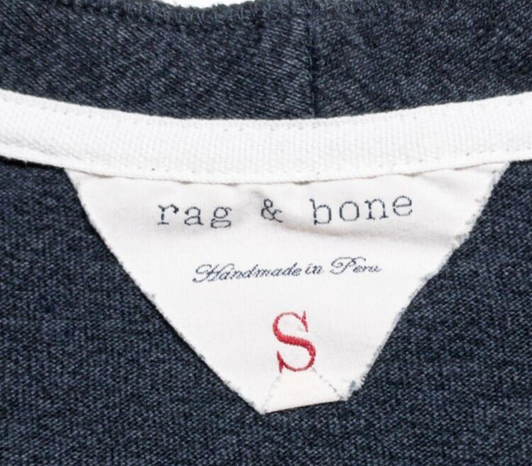 rag & bone Henley Shirt Men's Small Long Sleeve 3-Button Gray/Blue Handmade