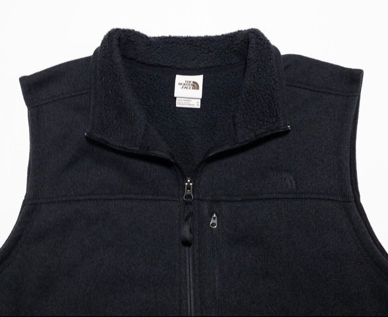 The North Face Fleece Vest Men's XL Full Zip Solid Black Pockets Casual Outdoor