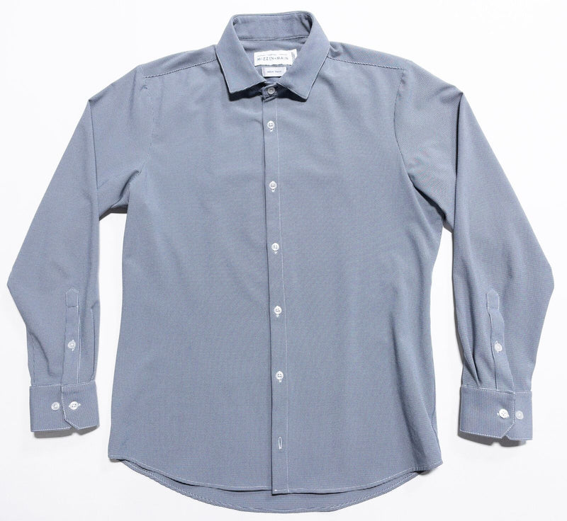 Mizzen+Main Shirt Men's Medium Trim Fit Leeward Collection Houndstooth Navy Blue