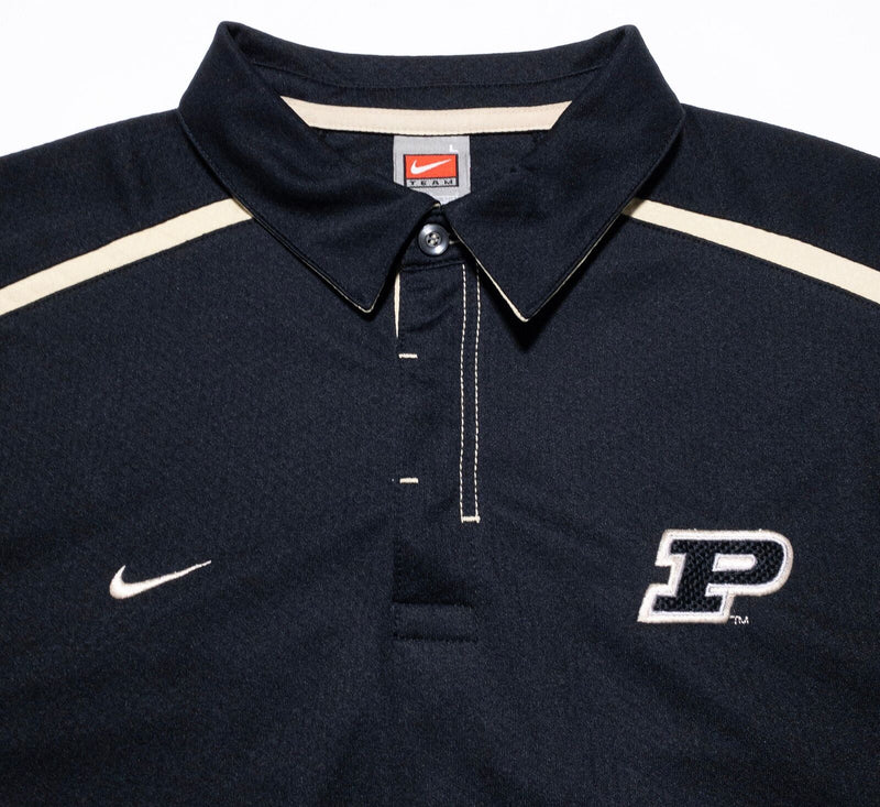 Purdue Boilermakers Nike Polo Shirt Men's Large Black Gold Team Authentic