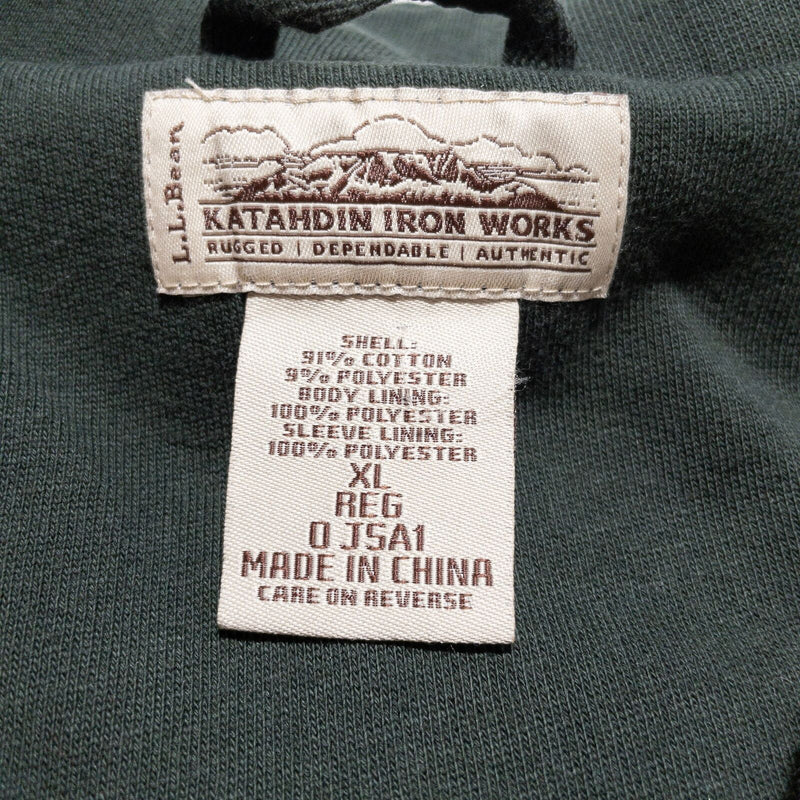 L.L. Bean Katahdin Iron Works Sweatshirt Mens XL Full Zip Lined Sweatshirt Green