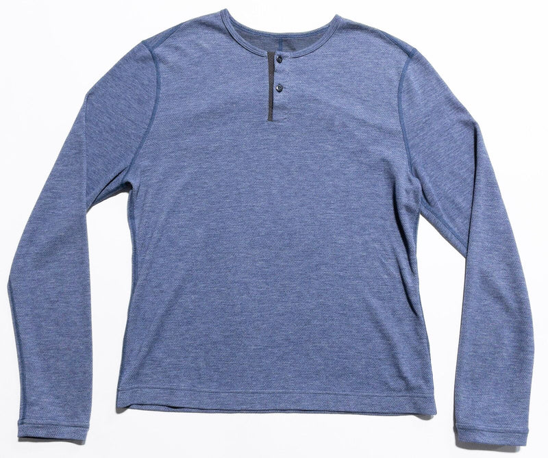 Lululemon Henley Shirt Men's Fits M/L Blue 2-Button Long Sleeve Stretch Casual