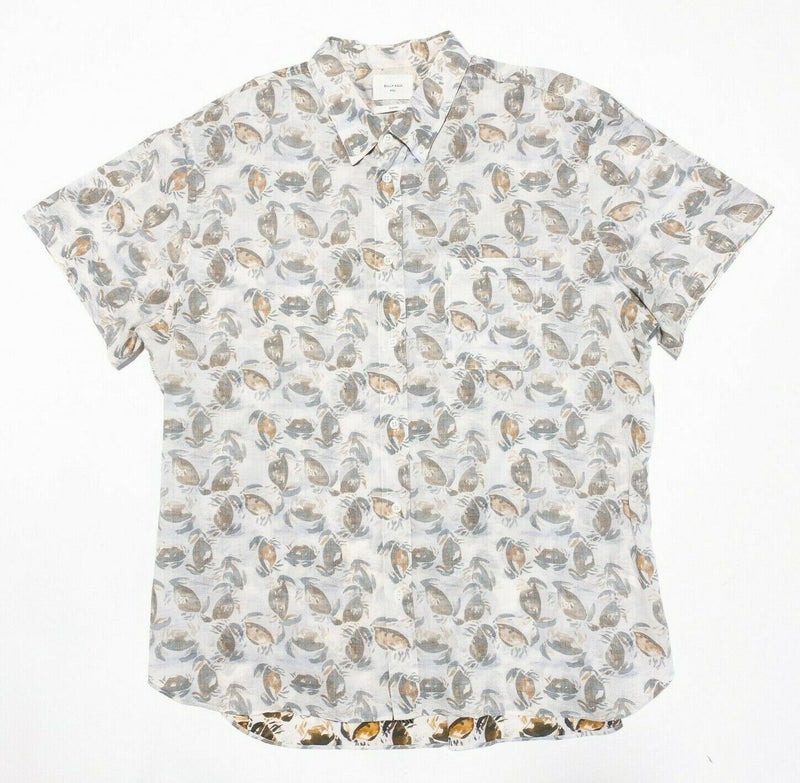 Billy Reid Shirt 2XL Standard Fit Men's Crabs Pattern Short Sleeve Button-Front