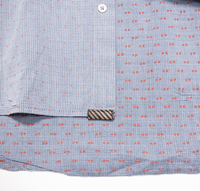 Billy Reid Shirt Large Standard Cut Mens Blue Polka Dot Long Sleeve Button Italy