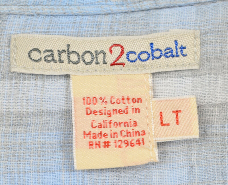 Carbon 2 Cobalt Men's LT Large Tall Light Blue Gray Plaid Check Flannel Shirt