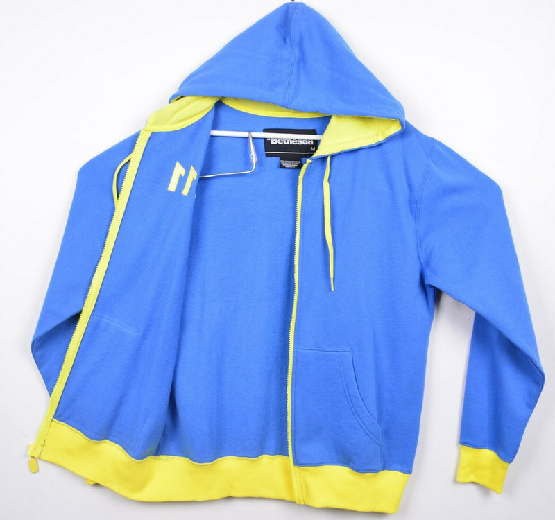 Fallout 4 Vault 111 Men's Medium Bethesda Full Zip Blue Yellow Hoodie Sweatshirt