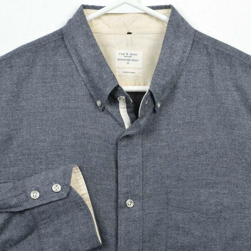 Rag & Bone Standard Issue Men's XL Heather Gray Designer Button-Down Shirt